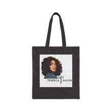 Load image into Gallery viewer, Tote Bag — Tribeca Salon Logo Canvas Tote with Curly Woman Illustration