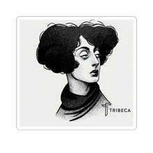 Load image into Gallery viewer, Vintage Black & White Portrait Sticker — Retro Femme Illustration Kiss-Cut