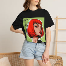 Load image into Gallery viewer, Red Bob Portrait T-Shirt — Retro Pop Art Female Illustration Tee