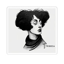 Load image into Gallery viewer, Vintage Black & White Portrait Sticker — Retro Femme Illustration Kiss-Cut