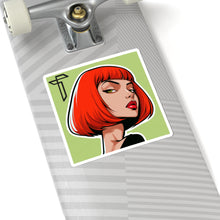 Load image into Gallery viewer, Red Bob Girl Kiss-Cut Sticker — Retro Pop Art Laptop Decal