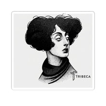 Load image into Gallery viewer, Vintage Black & White Portrait Sticker — Retro Femme Illustration Kiss-Cut