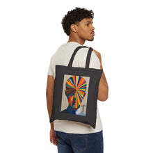 Load image into Gallery viewer, Abstract Rainbow Face Tote Bag — Colorful Surreal Art Canvas Tote