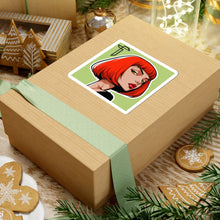 Load image into Gallery viewer, Red Bob Girl Kiss-Cut Sticker — Retro Pop Art Laptop Decal