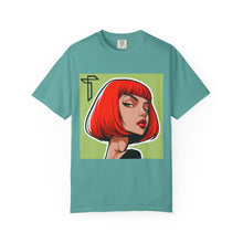 Load image into Gallery viewer, Red Bob Portrait T-Shirt — Retro Pop Art Female Illustration Tee
