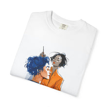 Load image into Gallery viewer, Barber &amp; Client Illustration T‑Shirt — Salon Art Tee
