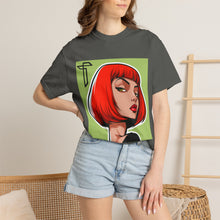 Load image into Gallery viewer, Red Bob Portrait T-Shirt — Retro Pop Art Female Illustration Tee
