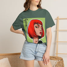 Load image into Gallery viewer, Red Bob Portrait T-Shirt — Retro Pop Art Female Illustration Tee
