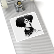 Load image into Gallery viewer, Vintage Black &amp; White Portrait Sticker — Retro Femme Illustration Kiss-Cut

