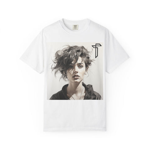Portrait Photo Tee — Moody Artistic Woman Print T-Shirt