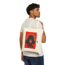 Load image into Gallery viewer, Canvas Tote Bag — Red Halo Portrait Art Tote (Tribecca Salon)
