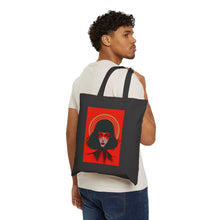 Load image into Gallery viewer, Canvas Tote Bag — Red Halo Portrait Art Tote (Tribecca Salon)
