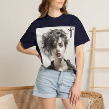 Load image into Gallery viewer, Portrait Photo Tee — Moody Artistic Woman Print T-Shirt
