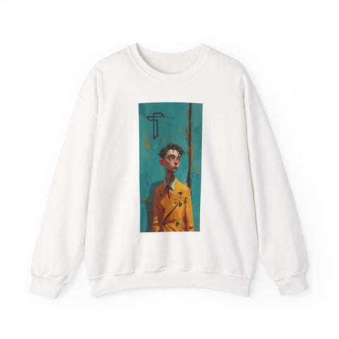 Artistic Portrait Crewneck Sweatshirt — Surreal Figure Illustration