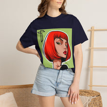 Load image into Gallery viewer, Red Bob Portrait T-Shirt — Retro Pop Art Female Illustration Tee
