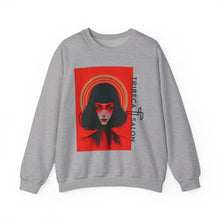 Load image into Gallery viewer, Crewneck Sweatshirt — Red Noir Portrait "Tribeca Salon" Graphic
