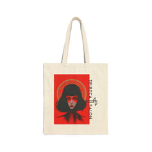 Load image into Gallery viewer, Canvas Tote Bag — Red Halo Portrait Art Tote (Tribecca Salon)
