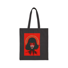 Load image into Gallery viewer, Canvas Tote Bag — Red Halo Portrait Art Tote (Tribecca Salon)
