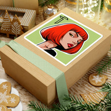 Load image into Gallery viewer, Red Bob Girl Kiss-Cut Sticker — Retro Pop Art Laptop Decal
