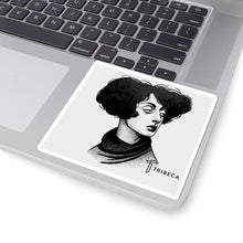 Load image into Gallery viewer, Vintage Black &amp; White Portrait Sticker — Retro Femme Illustration Kiss-Cut
