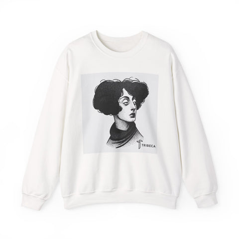 Artistic Portrait Crewneck Sweatshirt – Vintage Ink Lady Illustration (Tribeca)