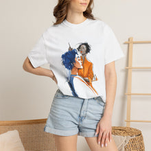 Load image into Gallery viewer, Barber &amp; Client Illustration T‑Shirt — Salon Art Tee
