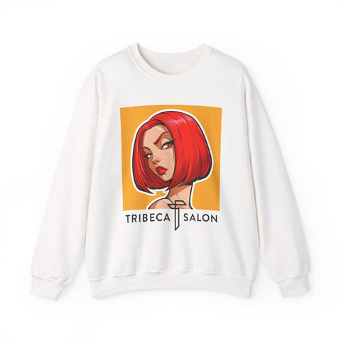 Salon Logo Sweatshirt — Tribeca Salon Red Bob Portrait Crewneck