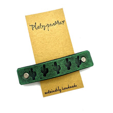 Load image into Gallery viewer, Cactus Barette  - Shimery Green &amp; Black - Eco-Friendly / Plastic-Free-0
